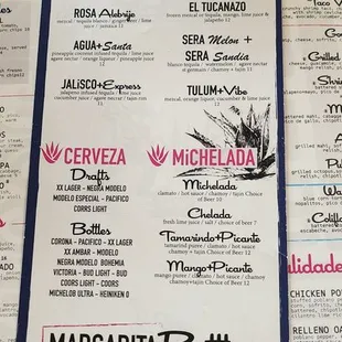 Drink menu