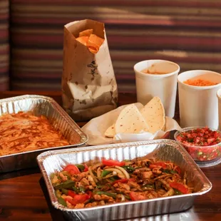 a variety of food items on a table