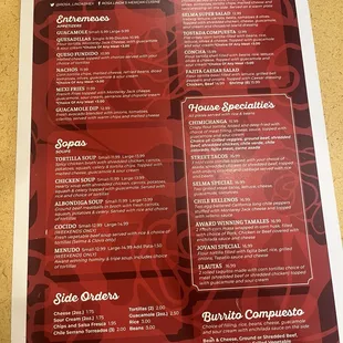 menu