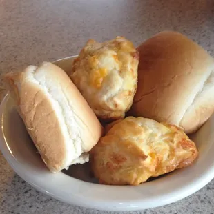 Cheese Biscuits (very nice) and Rolls (meh!)