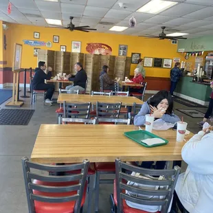 Dining area showing larger tables .