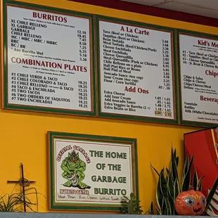 Menu items as of October 2022
