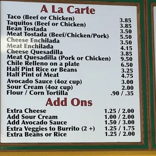 Menu as 2025