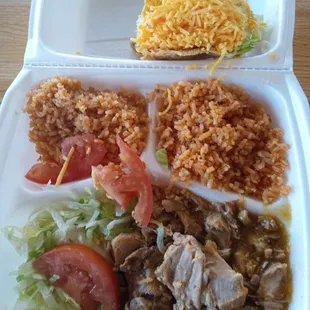 Chile Verde and a hard taco
