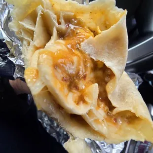 Chorizo breakfast burrito.