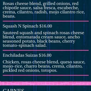 Menu showing queso sauce