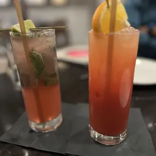 Blood orange spritizer, Pomegranate mojito