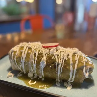 Wet Super Burrito with Verde Sauce