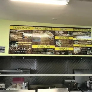 a menu on the wall