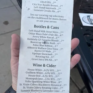 drink menu