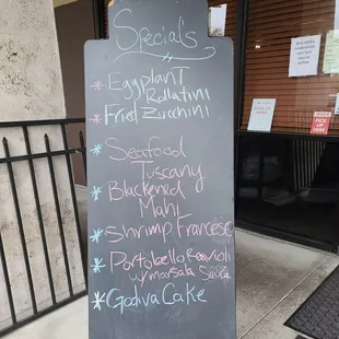 Specials board at the main entrance