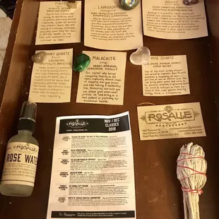 Found some awesome gems with descriptions, sage and rose water!