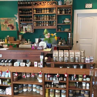 shelves of jars and jars