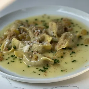 I called this delicious morsels of yummy licked the plate amazing pasta- or veal Casoncelli