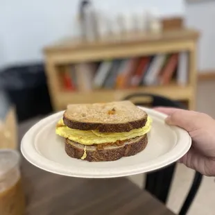 Breakfast sandwich (Pimento spread + scrambled egg)