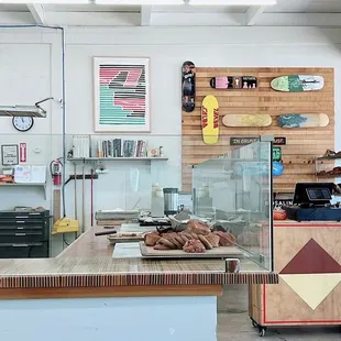 Bright view of the register and front windows.