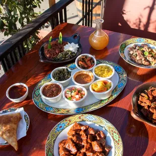 The works! Meat combo #3 with appetizers and tej