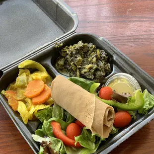 Salad and veggies with house dressing