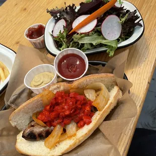 Duck Sausage on a French Roll