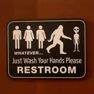 Sign on the bathroom door