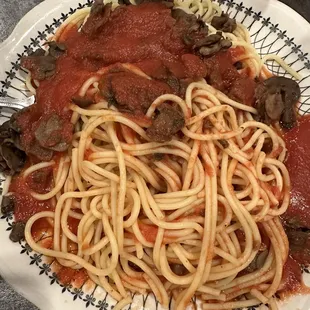 2/2023 spaghetti marinara sauce and mushrooms