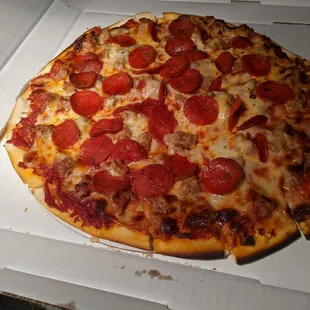 14inch sausage and pepperoni.