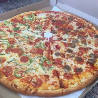 24" Giant Pizza with Three Toppings & 6 Pack Soda Special