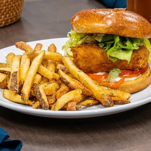 a fried chicken sandwich and fries