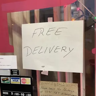 a free delivery sign