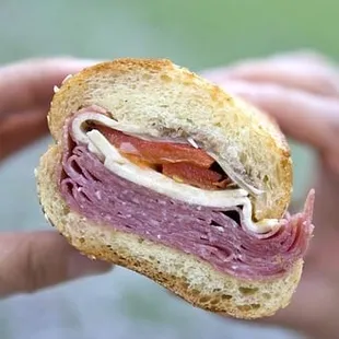 Salami, Artichoke, Mozzarella, and Roasted Red Pepper Sandwich