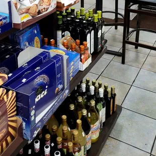 a variety of bottles of wine on shelves