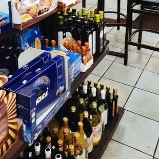 a variety of bottles of wine in a grocery store