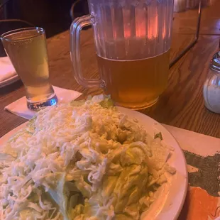 Delicious salad and a nice beer to begin a relaxing weekend