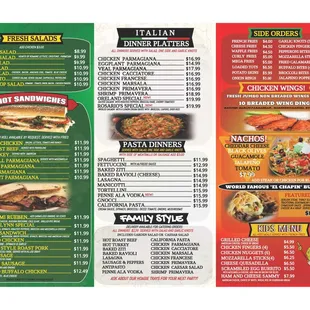 menu and prices