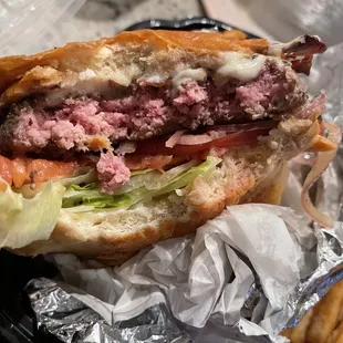 Bacon Cheeseburger rare