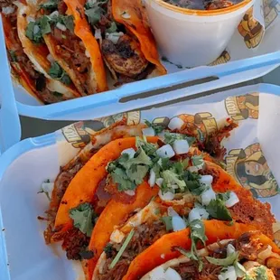 Birria tacos + surf and turf