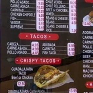 menu