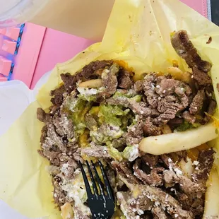 Med horchata and Carne Asada Fries