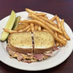 Reuben Melt with French Fries