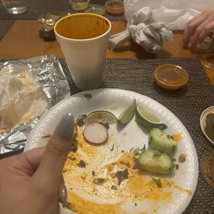 Forgot to take a picture. It was one quesa birria taco, one pastor taco, one tripa taco. Yummmmm