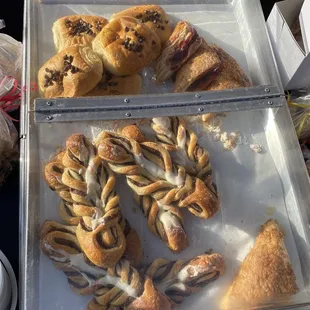 a variety of pastries on display
