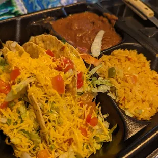 $5.99 Taco Tuesday Deal is too hard to turn down 3 Tacos,Rice,Beans,fresh Salsa and two fresh made warm flour tortillas