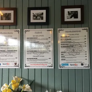 Here&apos;s the menus that they have on the wall when you enter.