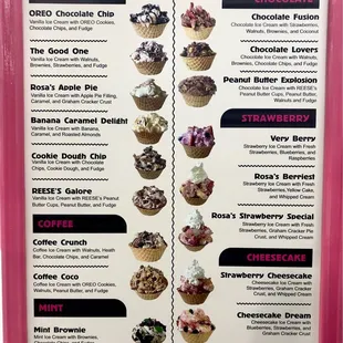 Rosa&apos;s favorite creations menu