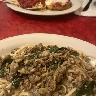 Linguini with Clams and Chicken Parmegian