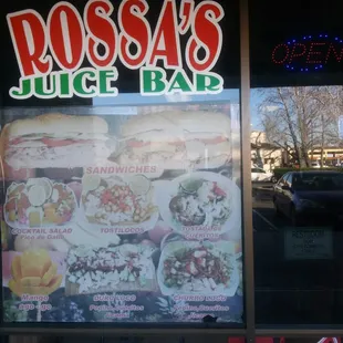 Menu Items on store window