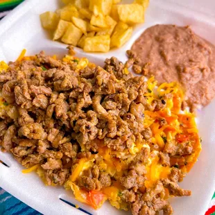 Chilaquiles con Asada Breakfast Plate