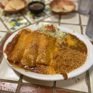 Three Chicken Enchiladas ($16)