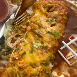 Chicken chimichanga enchilada style