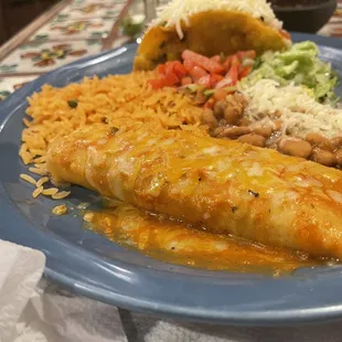 enchilada and combo taco with ranchero beans I was a member of the clean plate club that night.